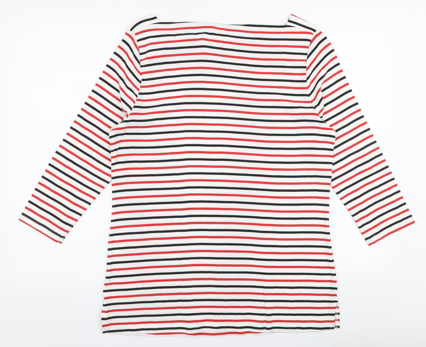 F&F Womens Multicoloured Striped Polyester Jersey T-Shirt Size 20 Boat Neck