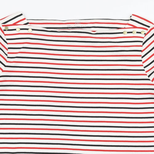 F&F Womens Multicoloured Striped Polyester Jersey T-Shirt Size 20 Boat Neck