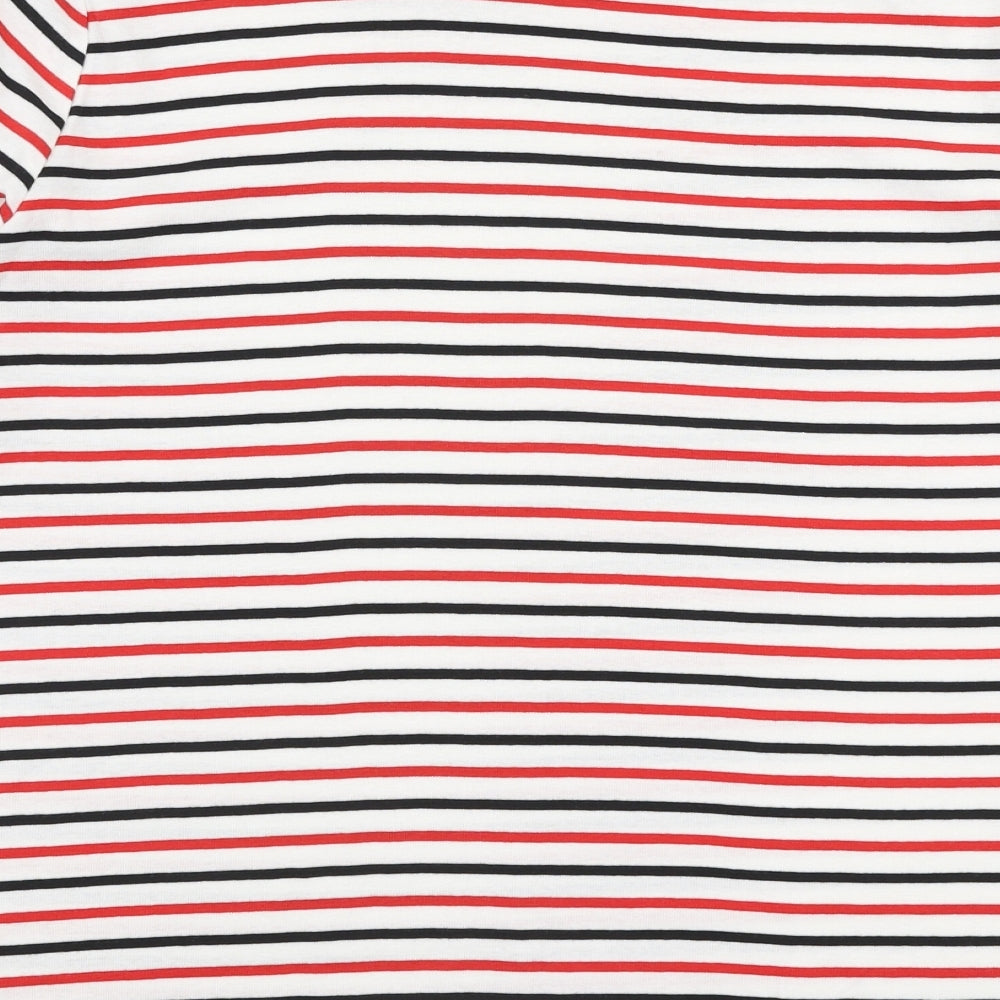 F&F Womens Multicoloured Striped Polyester Jersey T-Shirt Size 20 Boat Neck
