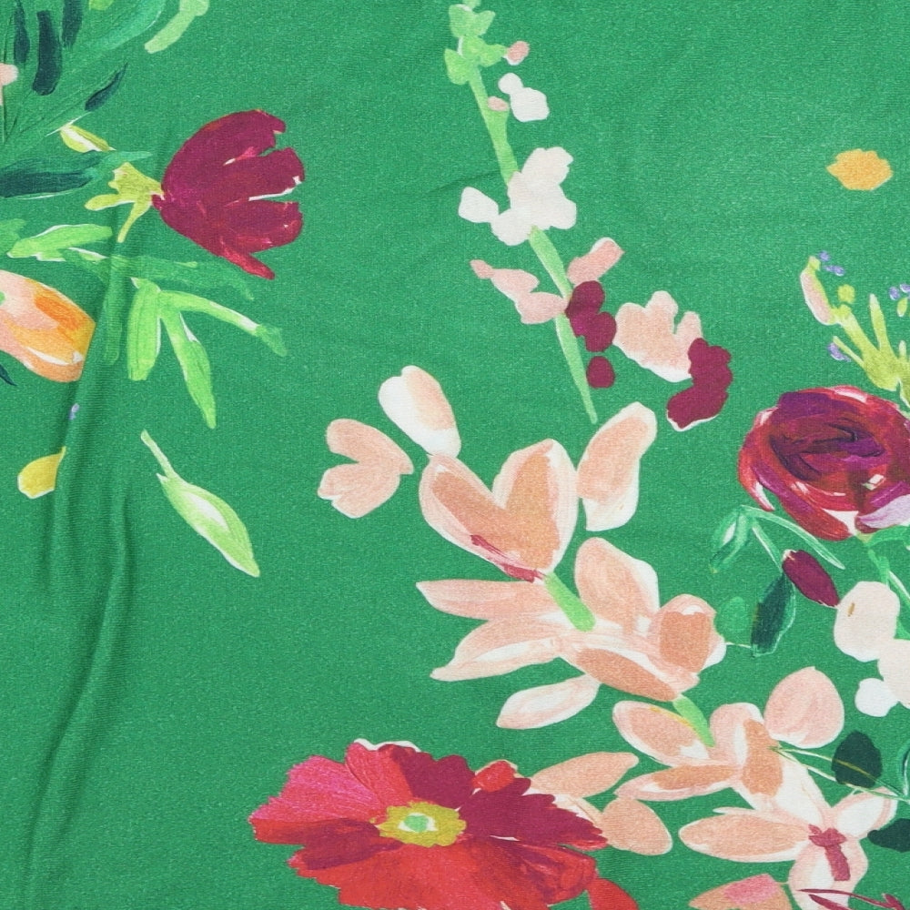 Phase Eight Womens Green Boat Neck Floral 100% Cotton Pullover Jumper Size L