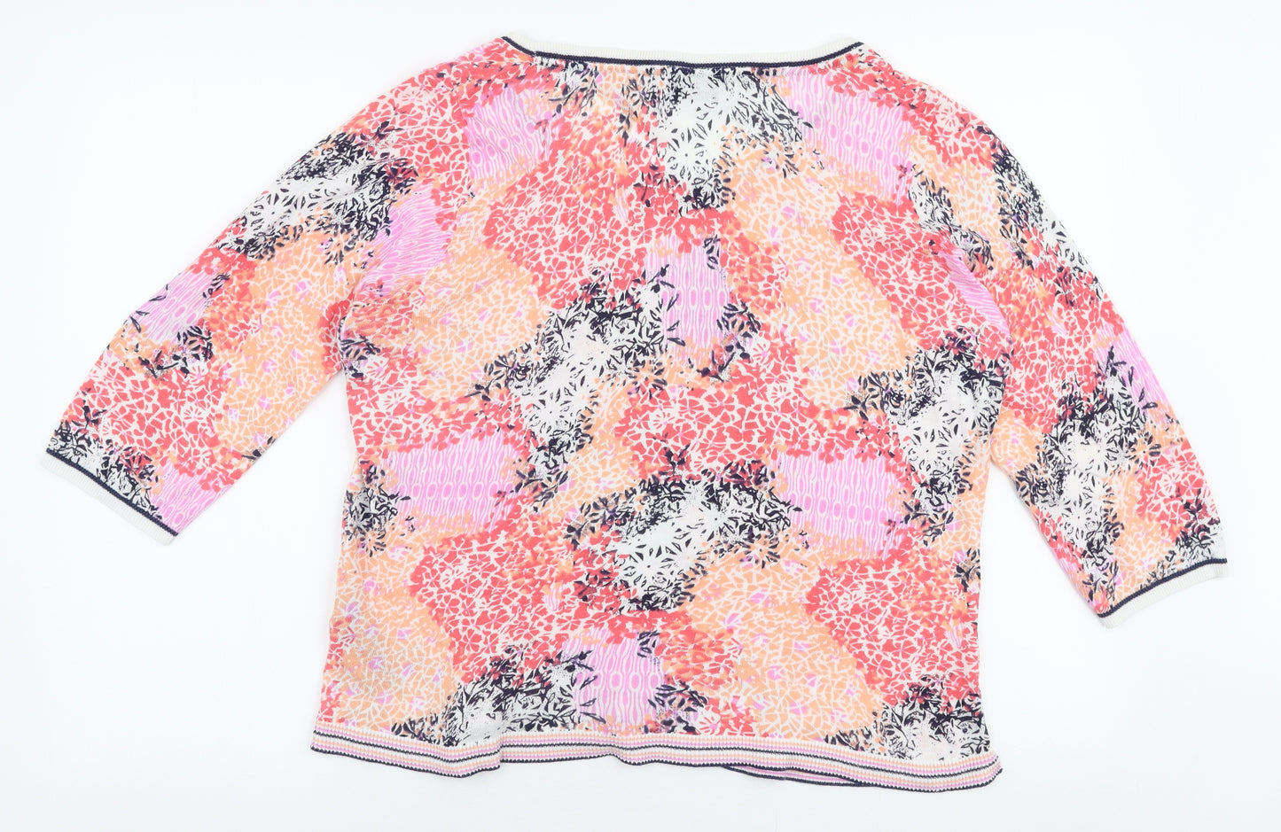 Marks and Spencer Womens Multicoloured Round Neck Floral Linen Pullover Jumper Size 18