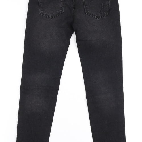 Denim Co Girls Black  Cotton Skinny Jeans Size 10-11 Years  Slim Zip - Ripped knees