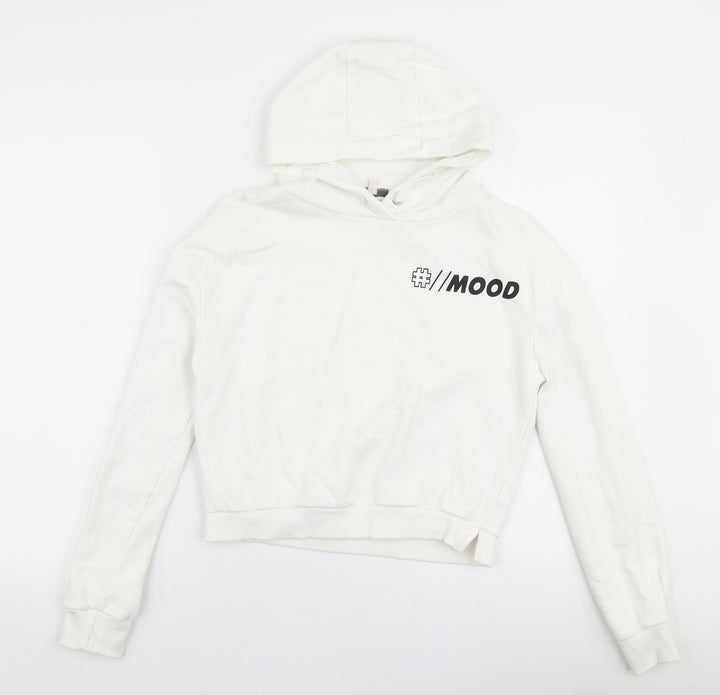 Miss E-vie Girls White  Cotton Pullover Hoodie Size 13-14 Years  Pullover