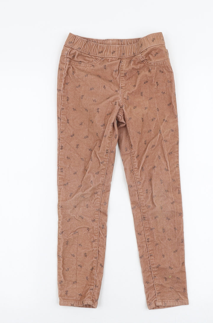 H&M Girls Beige Floral Cotton Jegging Jeans Size 5-6 Years Slim Pullover