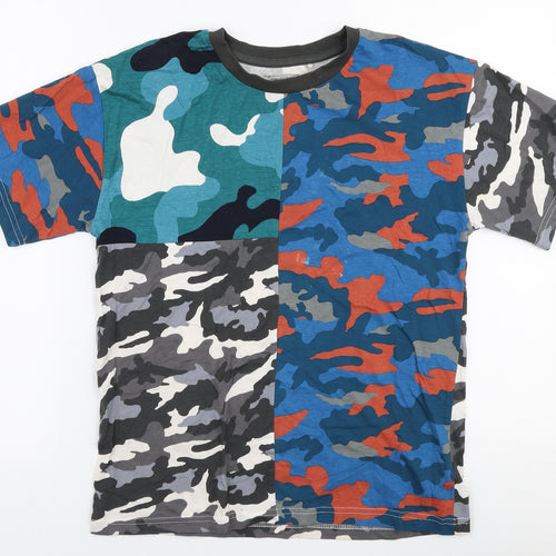 NEXT Boys Multicoloured Camouflage 100% Cotton Jersey T-Shirt Size 12 Years Round Neck Pullover
