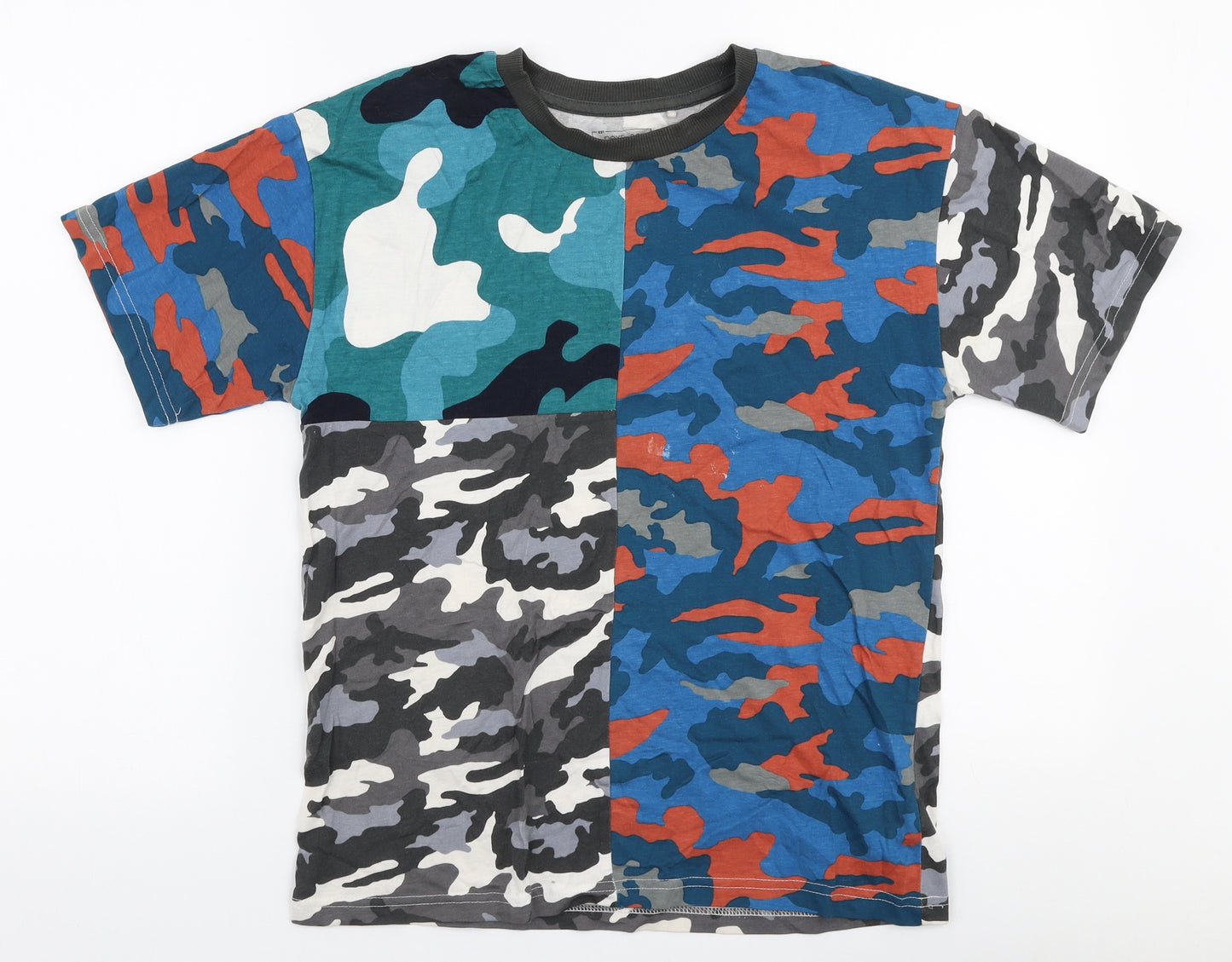 NEXT Boys Multicoloured Camouflage 100% Cotton Jersey T-Shirt Size 12 Years Round Neck Pullover