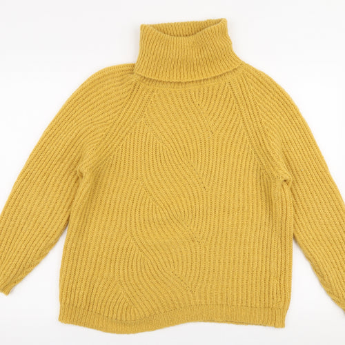 Yida Womens Yellow Roll Neck  Polyester Pullover Jumper Size M