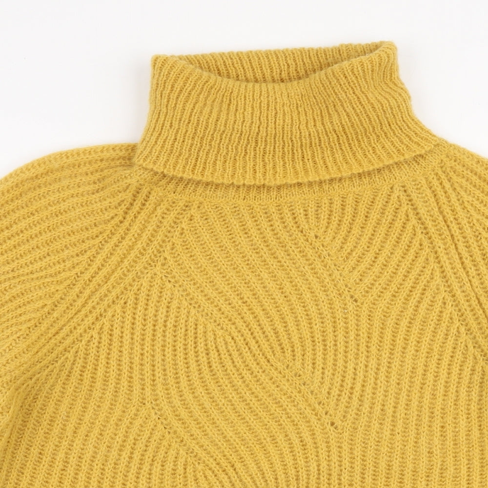 Yida Womens Yellow Roll Neck  Polyester Pullover Jumper Size M