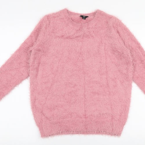 Fig Womens Pink Round Neck  Nylon Pullover Jumper Size S