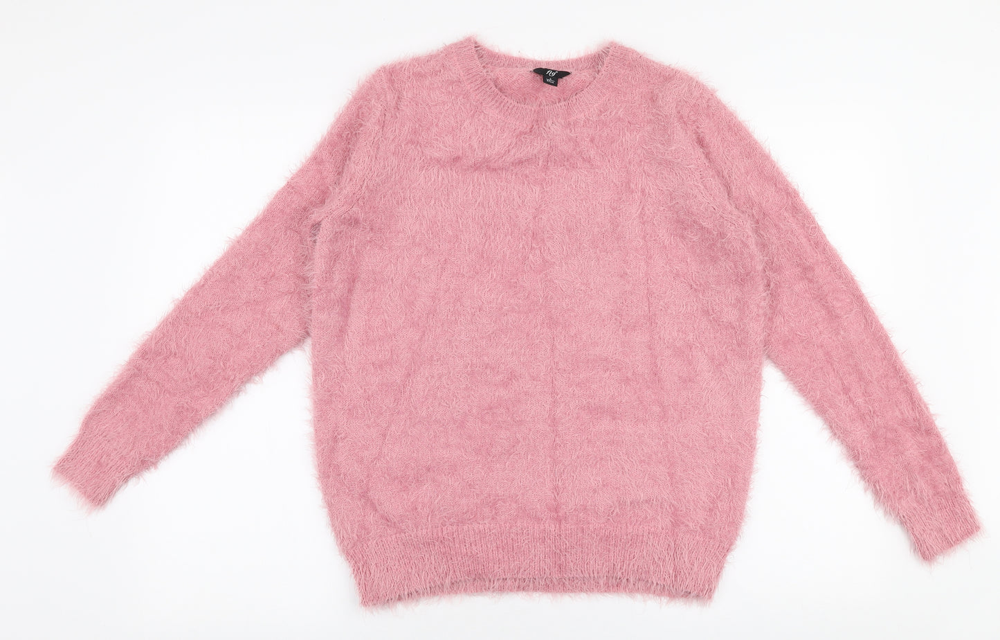 Fig Womens Pink Round Neck  Nylon Pullover Jumper Size S
