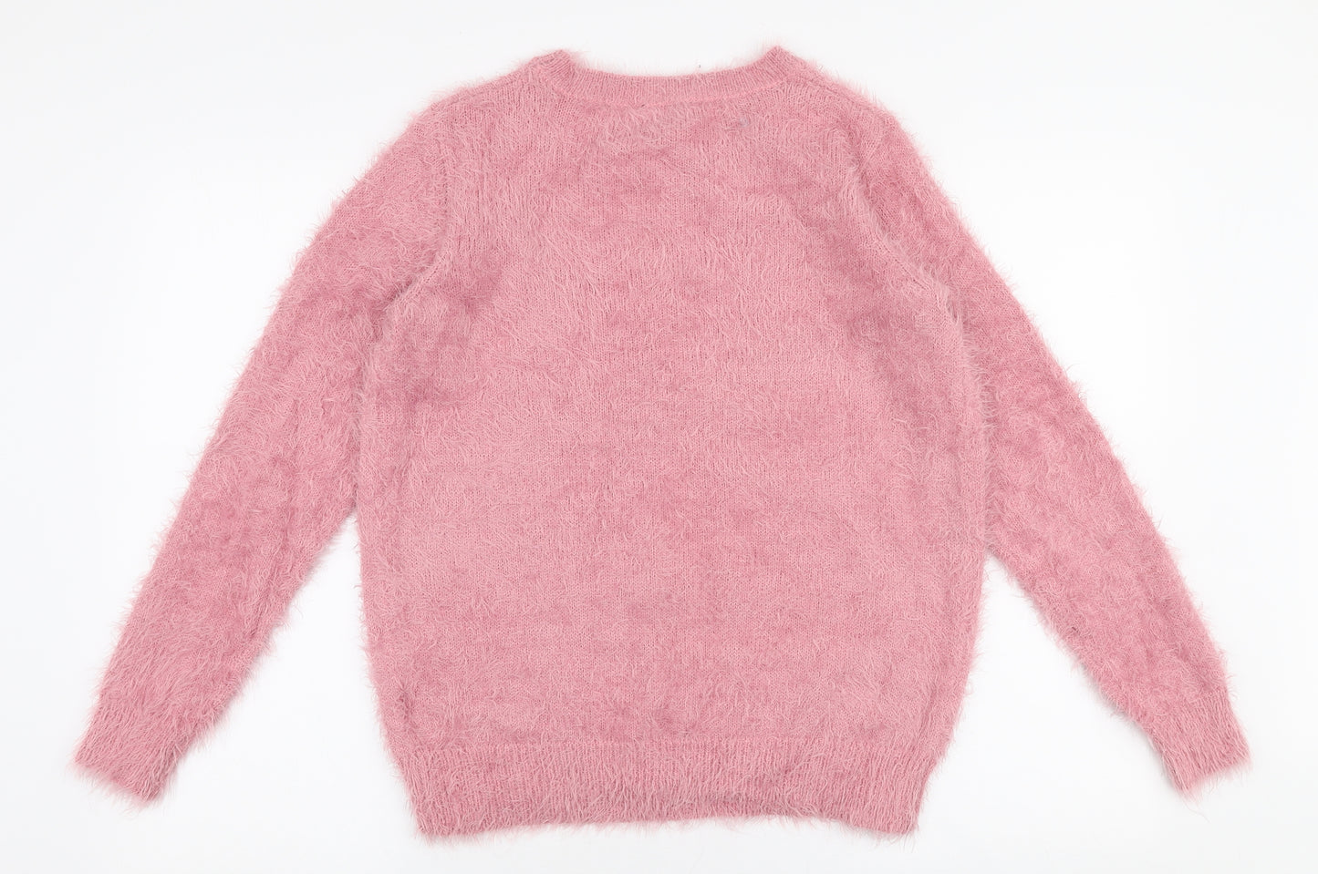 Fig Womens Pink Round Neck  Nylon Pullover Jumper Size S