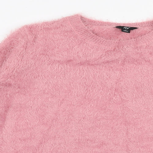 Fig Womens Pink Round Neck  Nylon Pullover Jumper Size S
