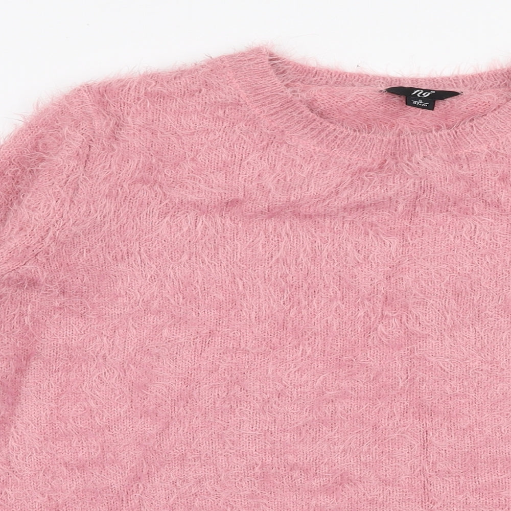Fig Womens Pink Round Neck  Nylon Pullover Jumper Size S