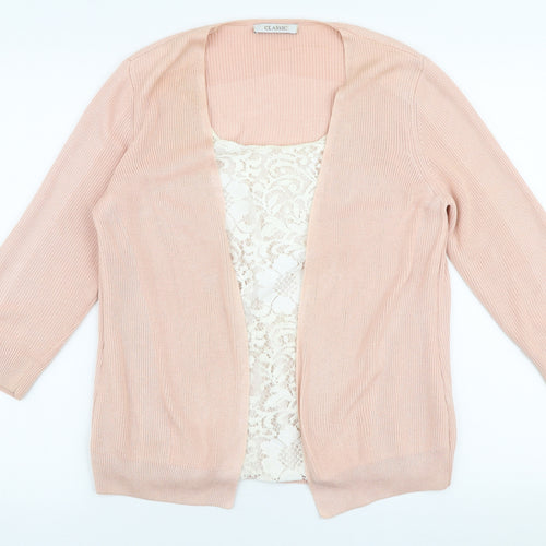 Marks and Spencer Womens Pink Round Neck  Acrylic Cardigan Jumper Size 12