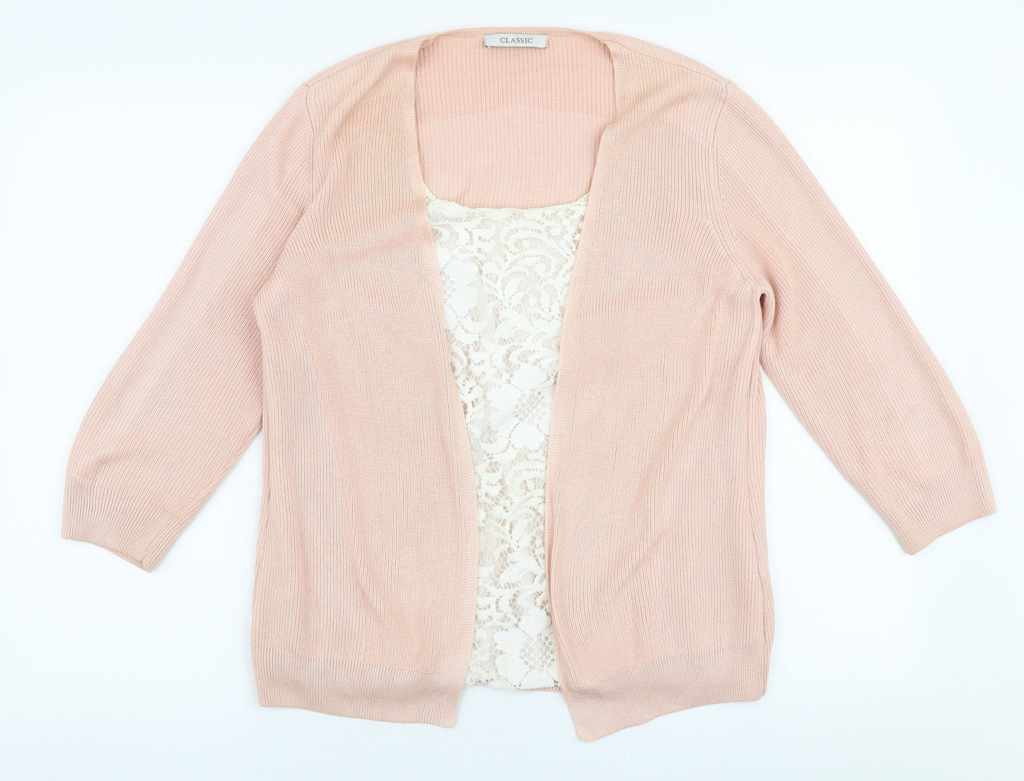 Marks and Spencer Womens Pink Round Neck  Acrylic Cardigan Jumper Size 12