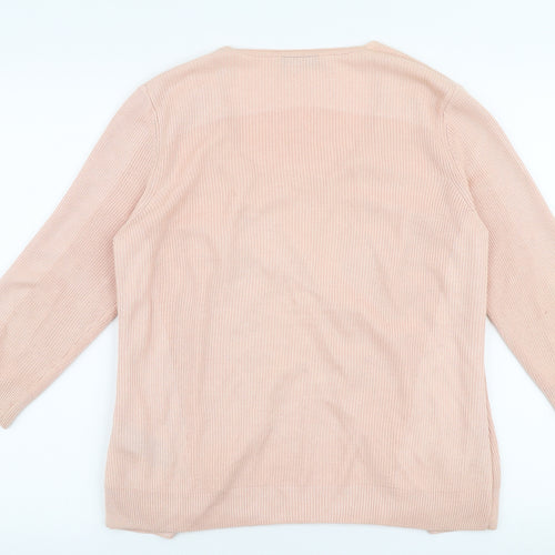 Marks and Spencer Womens Pink Round Neck  Acrylic Cardigan Jumper Size 12