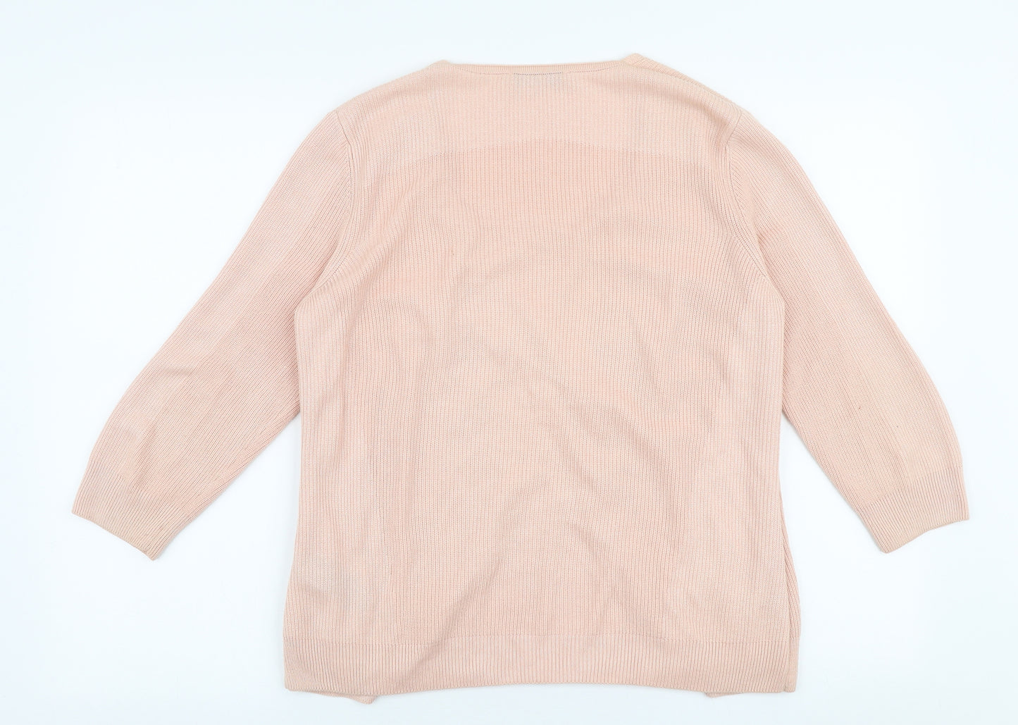 Marks and Spencer Womens Pink Round Neck  Acrylic Cardigan Jumper Size 12