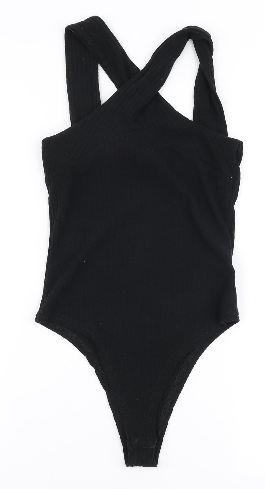 New Look Womens Black  Polyester Bodysuit One-Piece Size 8  Snap