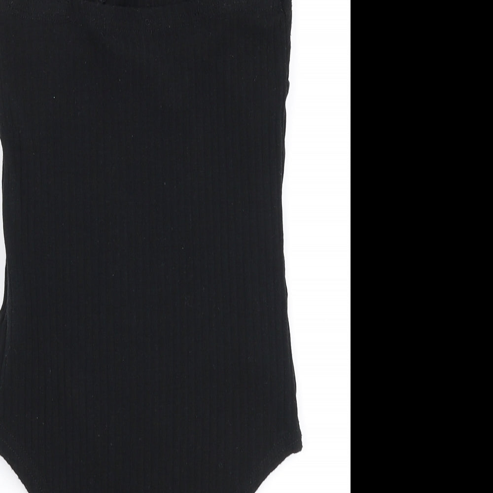 New Look Womens Black  Polyester Bodysuit One-Piece Size 8  Snap
