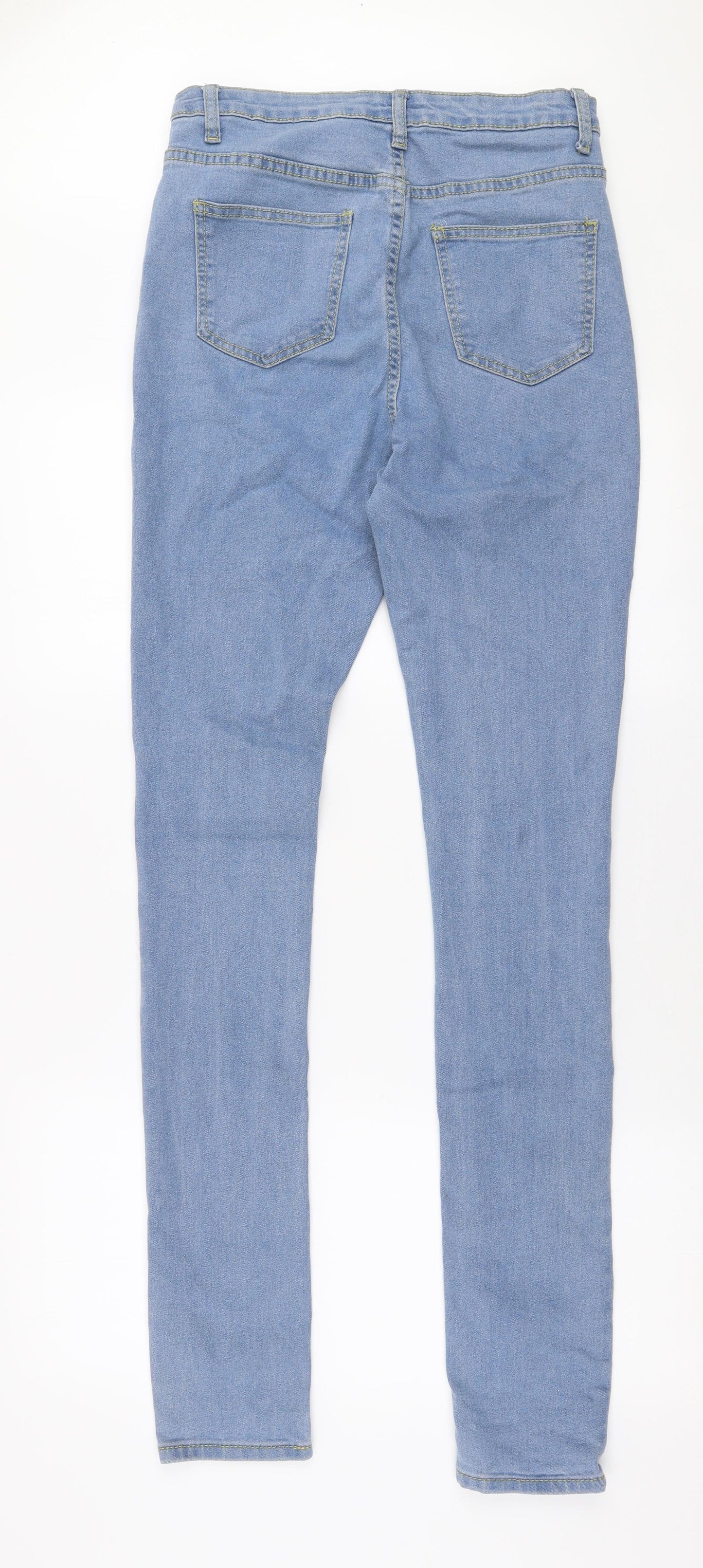 Boohoo Womens Blue  Cotton Skinny Jeans Size 10 L35 in Slim Zip