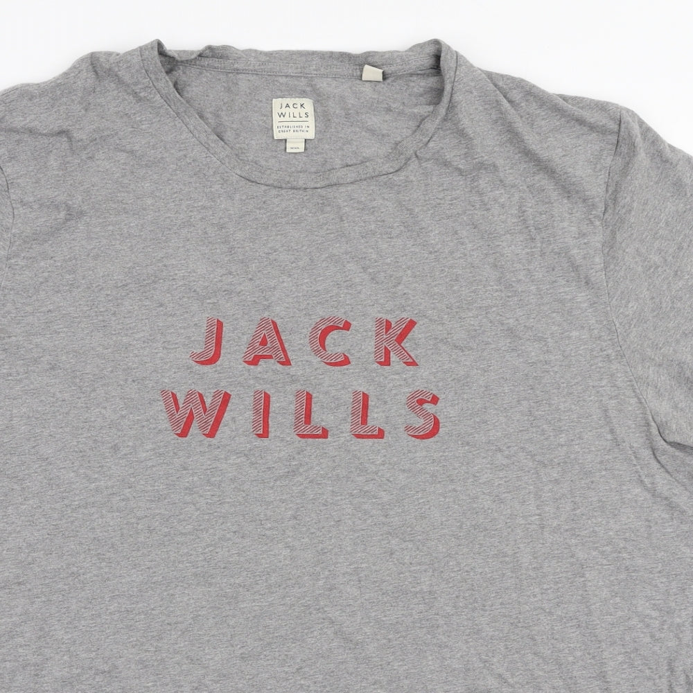 Jack Wills Mens Grey  Polyester  T-Shirt Size 2XL Round Neck