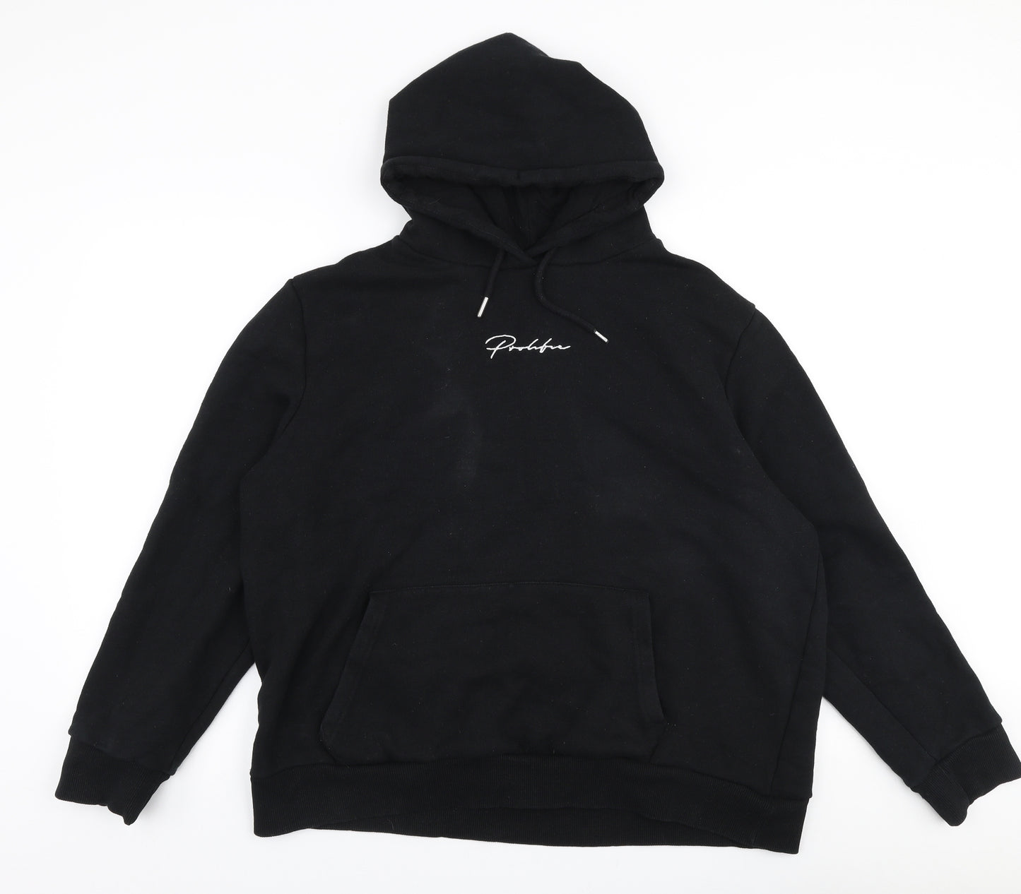 River Island  Mens Black  Cotton Pullover Hoodie Size XL