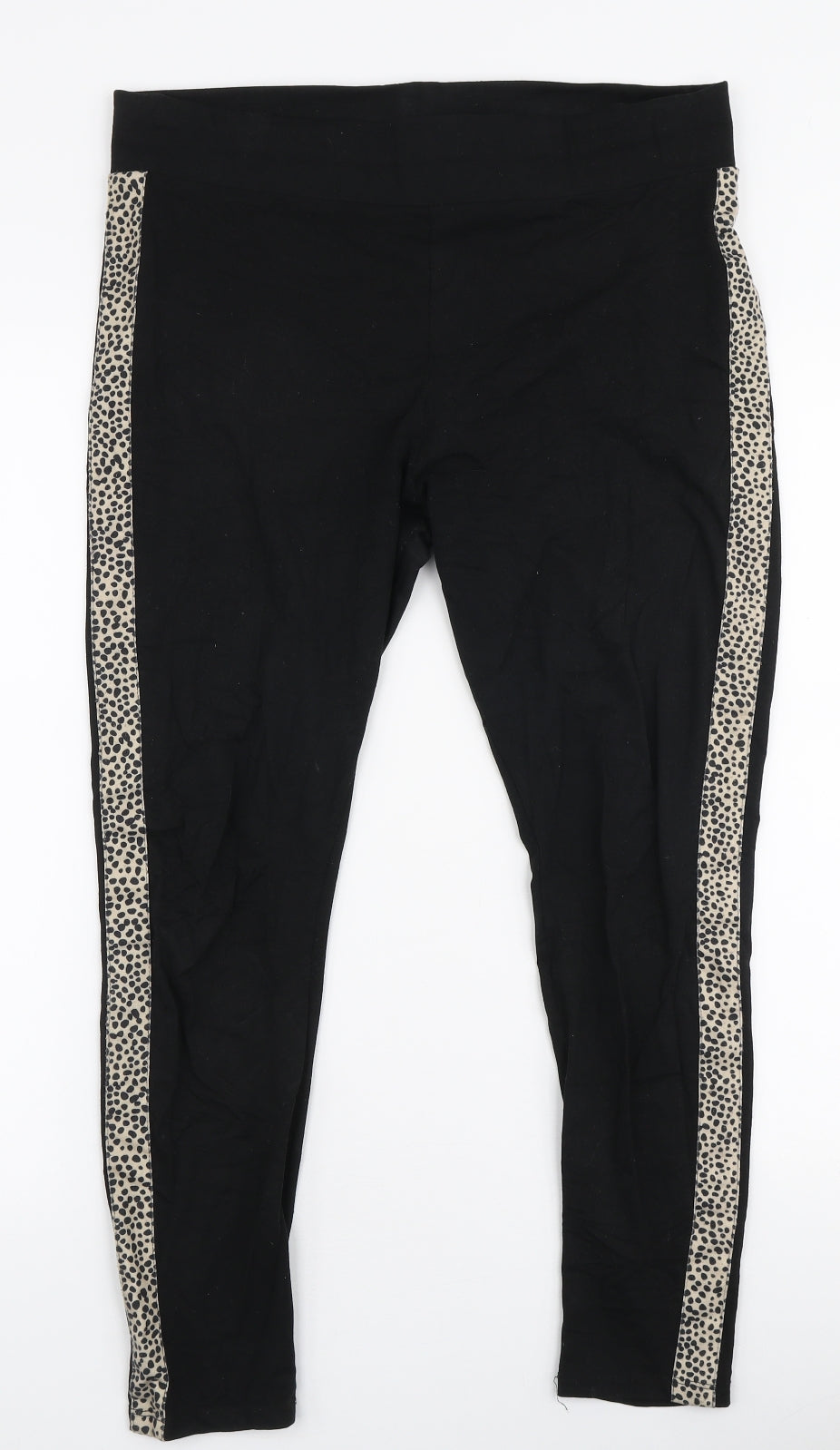Papaya Womens Black Animal Print Cotton Capri Leggings Size 14 L25 in