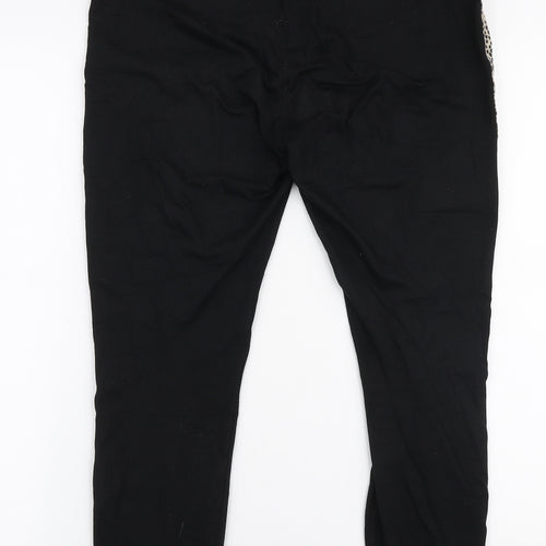 Papaya Womens Black Animal Print Cotton Capri Leggings Size 14 L25 in