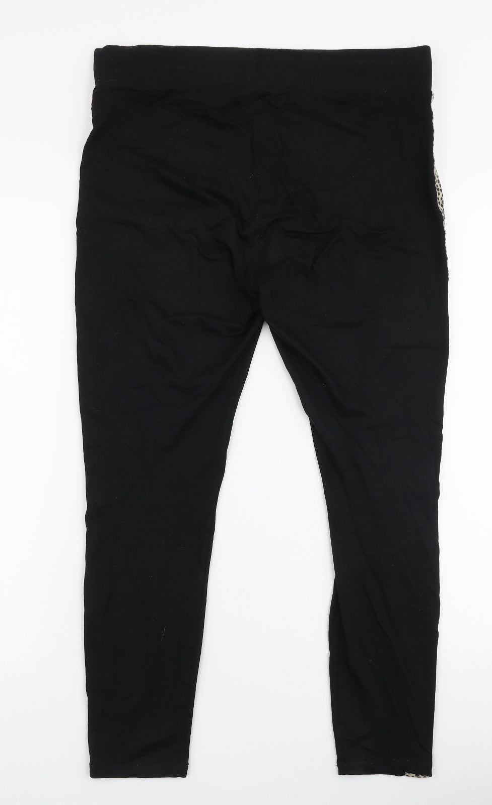 Papaya Womens Black Animal Print Cotton Capri Leggings Size 14 L25 in