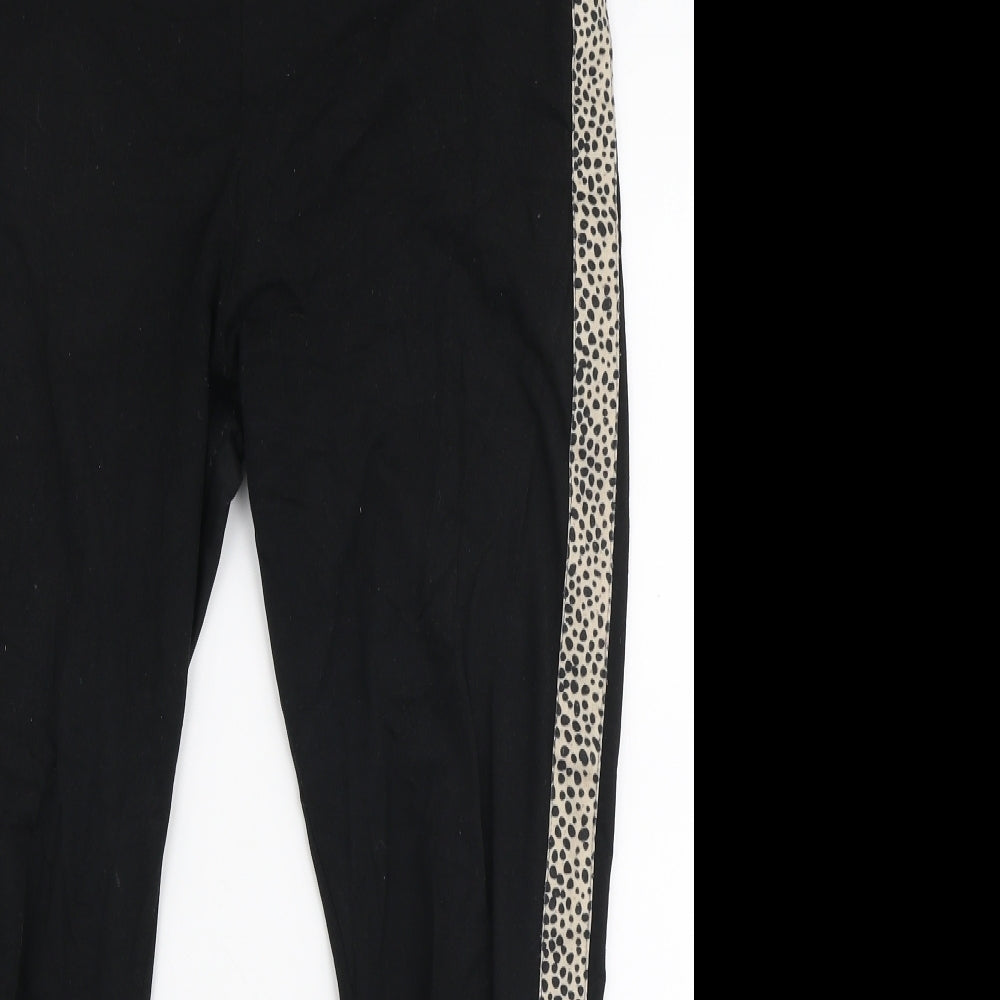 Papaya Womens Black Animal Print Cotton Capri Leggings Size 14 L25 in