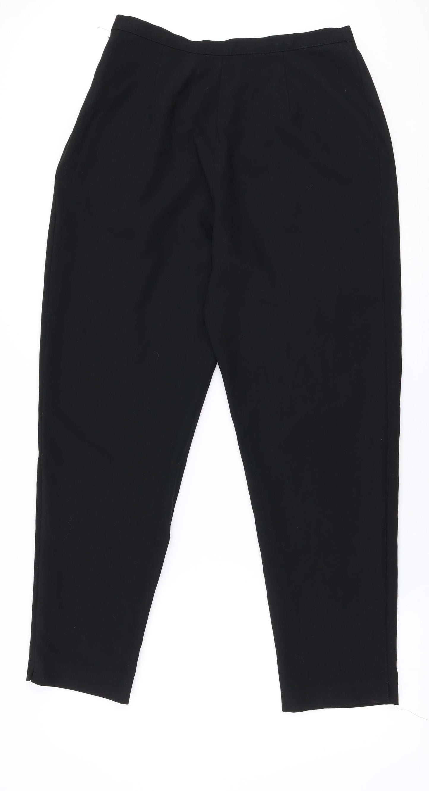 Marks and Spencer Womens Black  Wool Trousers  Size 16 L28 in Regular Zip