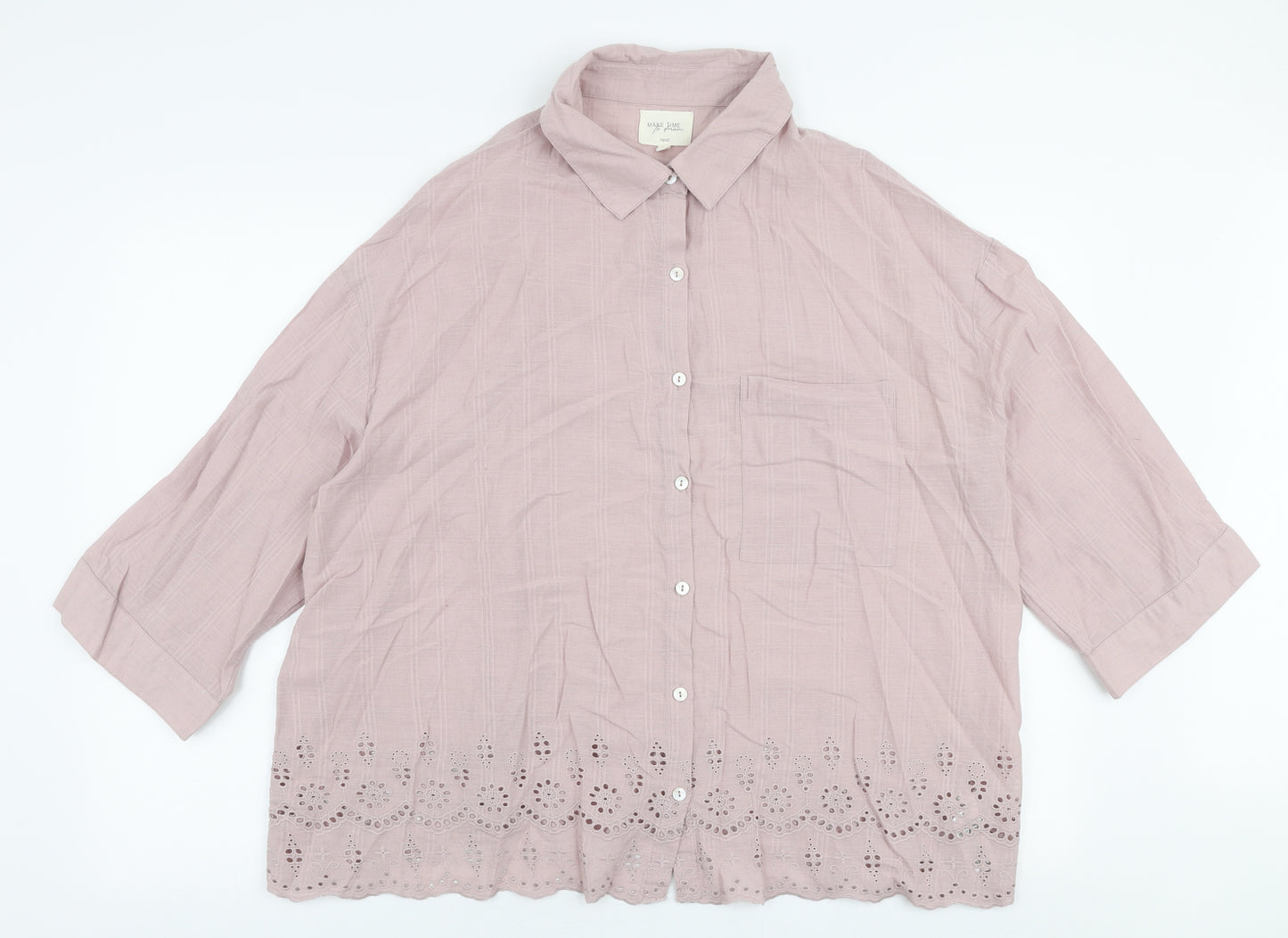 NEXT Womens Pink  100% Cotton Basic Blouse Size 16 Collared
