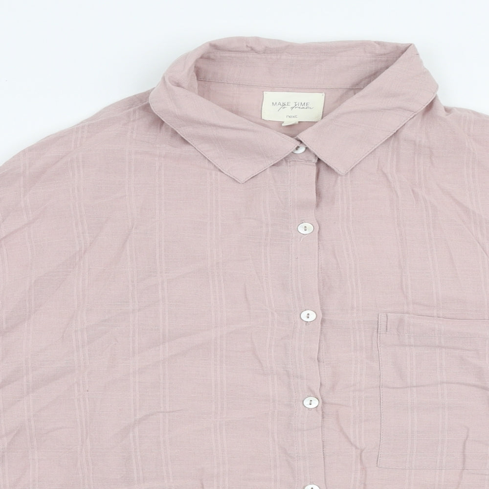 NEXT Womens Pink  100% Cotton Basic Blouse Size 16 Collared
