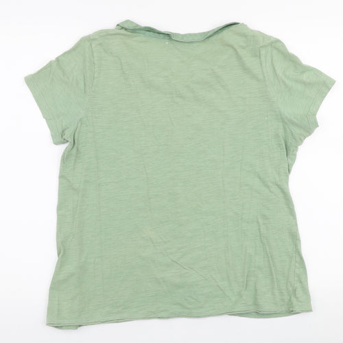 White Stuff Womens Green  100% Cotton Jersey Blouse Size 14 Collared