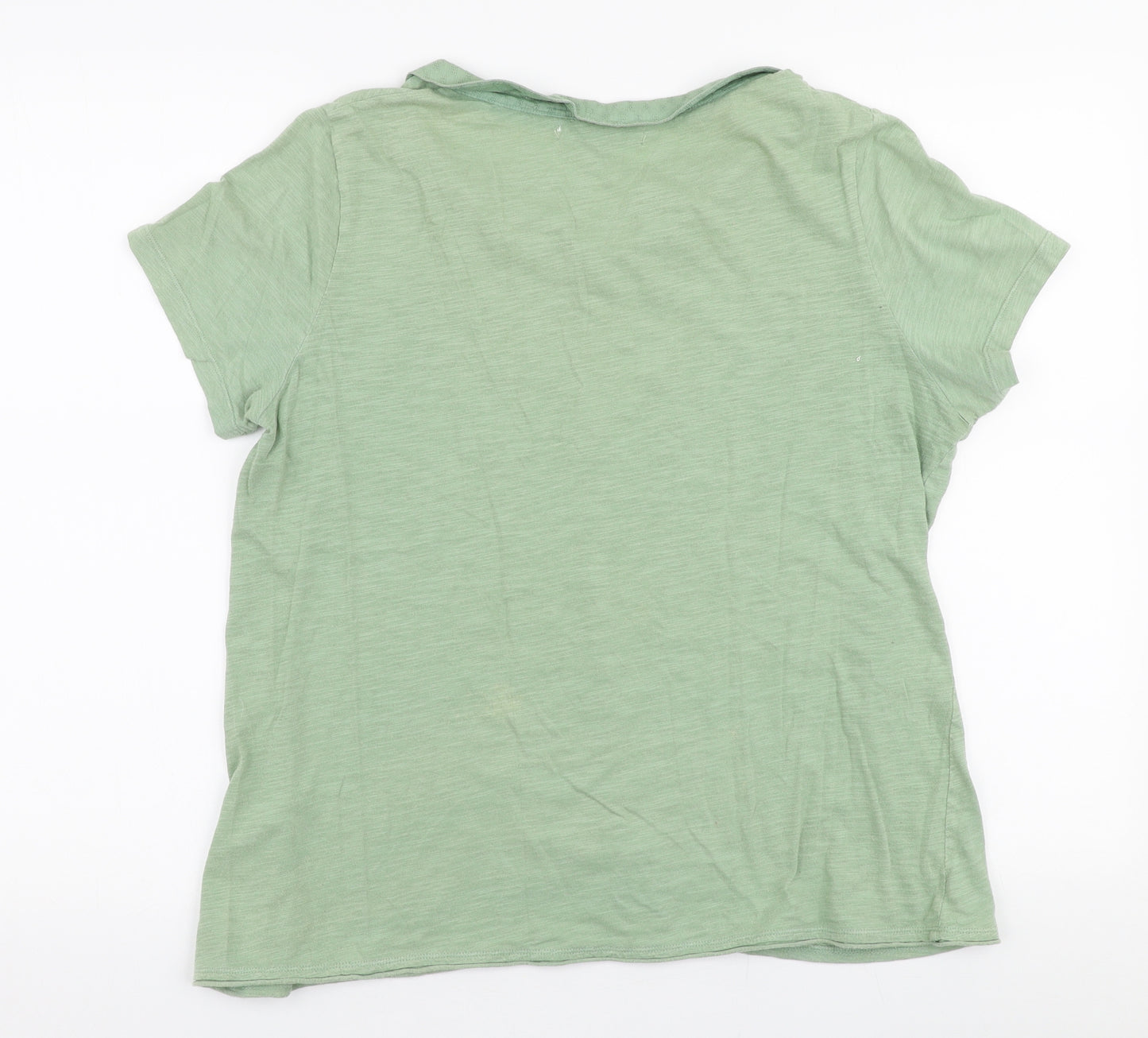 White Stuff Womens Green  100% Cotton Jersey Blouse Size 14 Collared