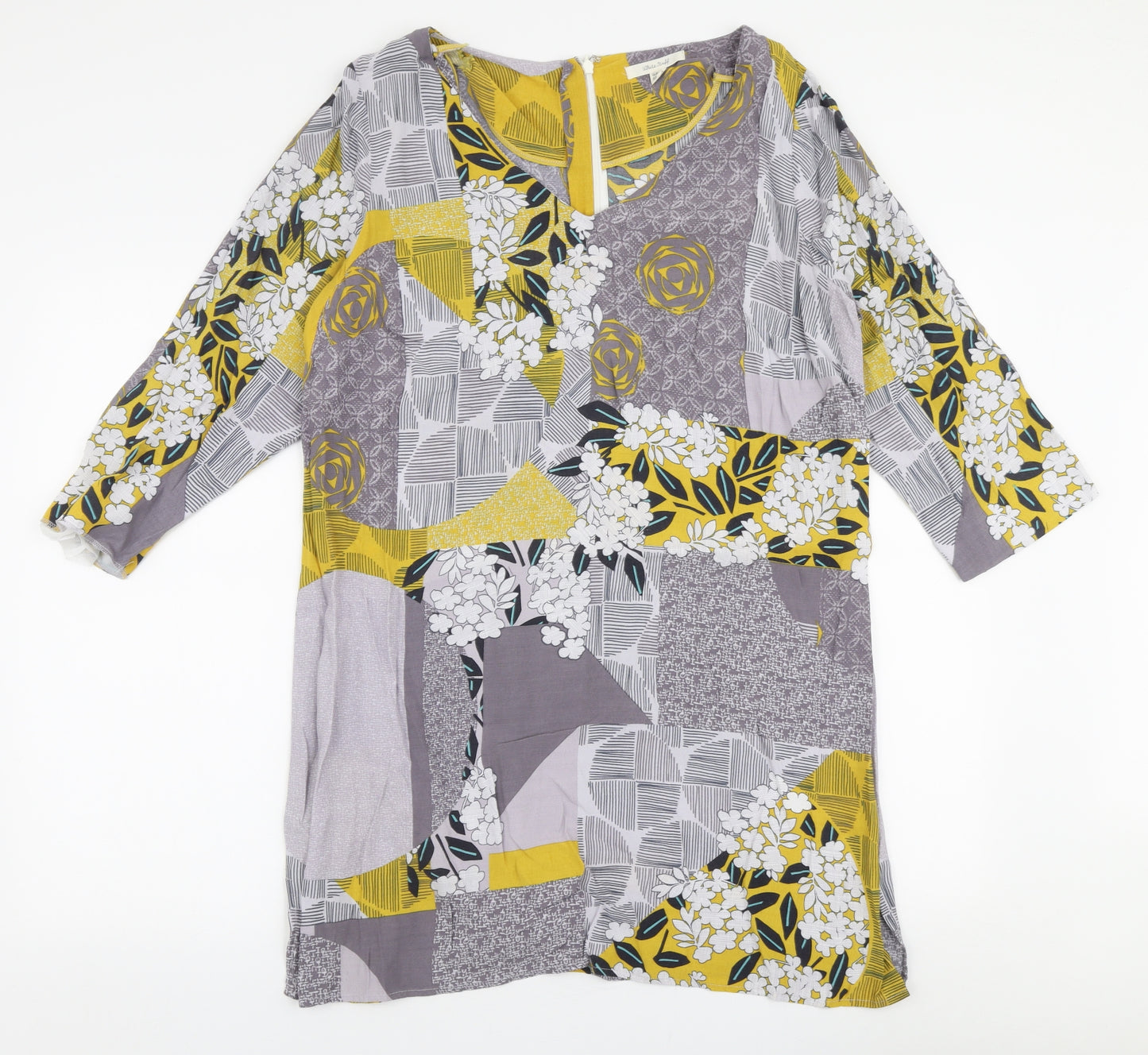 White Stuff Womens Multicoloured Floral Viscose Basic Blouse Size 14 V-Neck