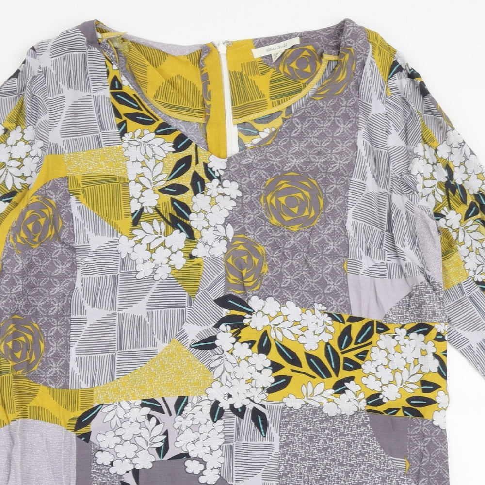 White Stuff Womens Multicoloured Floral Viscose Basic Blouse Size 14 V-Neck