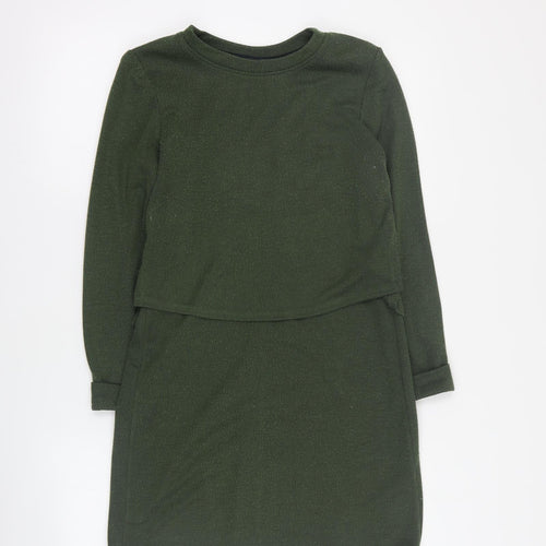 Topshop Womens Green  Acrylic Jumper Dress  Size 8  Round Neck Pullover