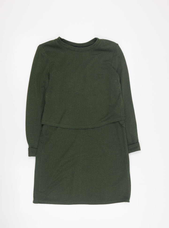 Topshop Womens Green  Acrylic Jumper Dress  Size 8  Round Neck Pullover