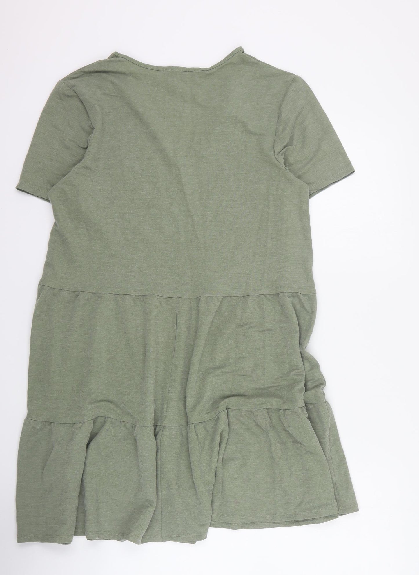 Primark Womens Green  Viscose T-Shirt Dress  Size 10  V-Neck Pullover