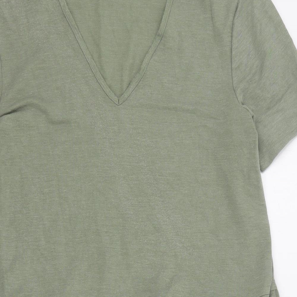 Primark Womens Green  Viscose T-Shirt Dress  Size 10  V-Neck Pullover