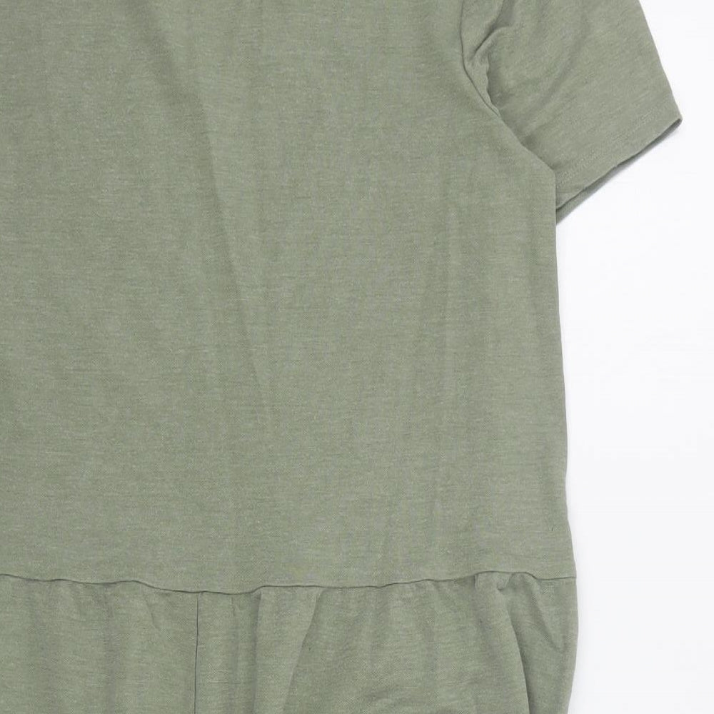 Primark Womens Green  Viscose T-Shirt Dress  Size 10  V-Neck Pullover