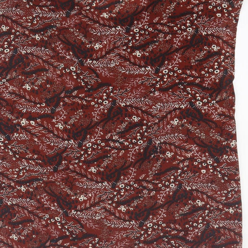 VERO MODA Womens Brown Floral Polyester Basic Blouse Size S Scoop Neck