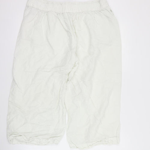 Dunnes Womens White  Linen Cropped Trousers Size 14 L20 in Regular