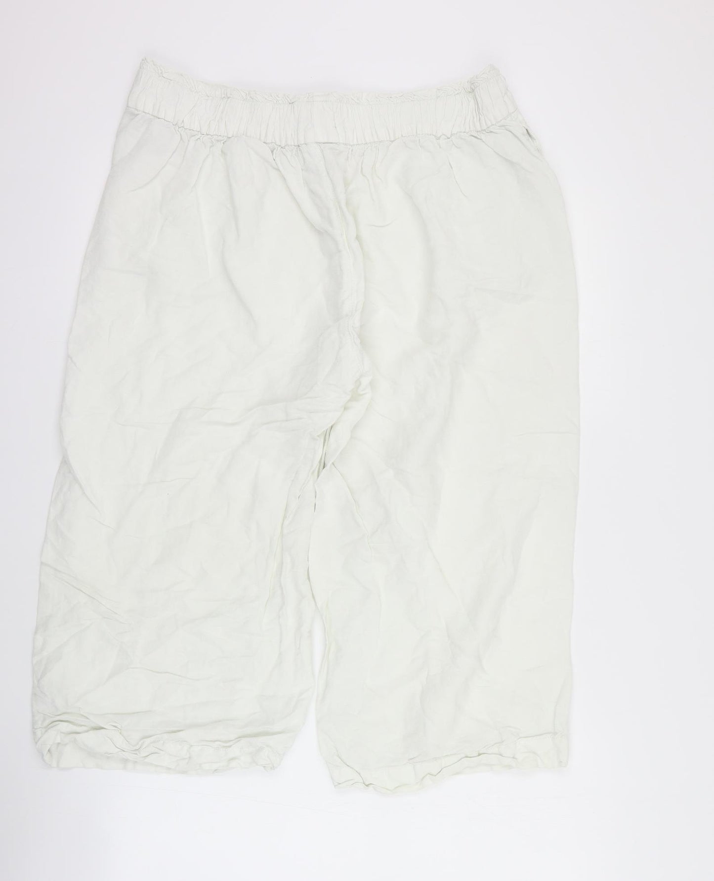 Dunnes Womens White  Linen Cropped Trousers Size 14 L20 in Regular