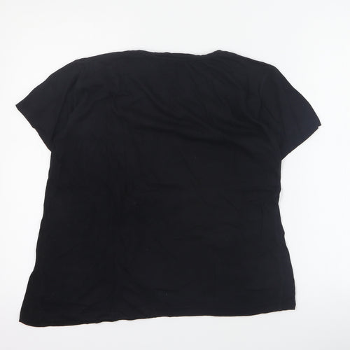 Stradivarius Womens Black  Cotton Basic T-Shirt Size S Crew Neck