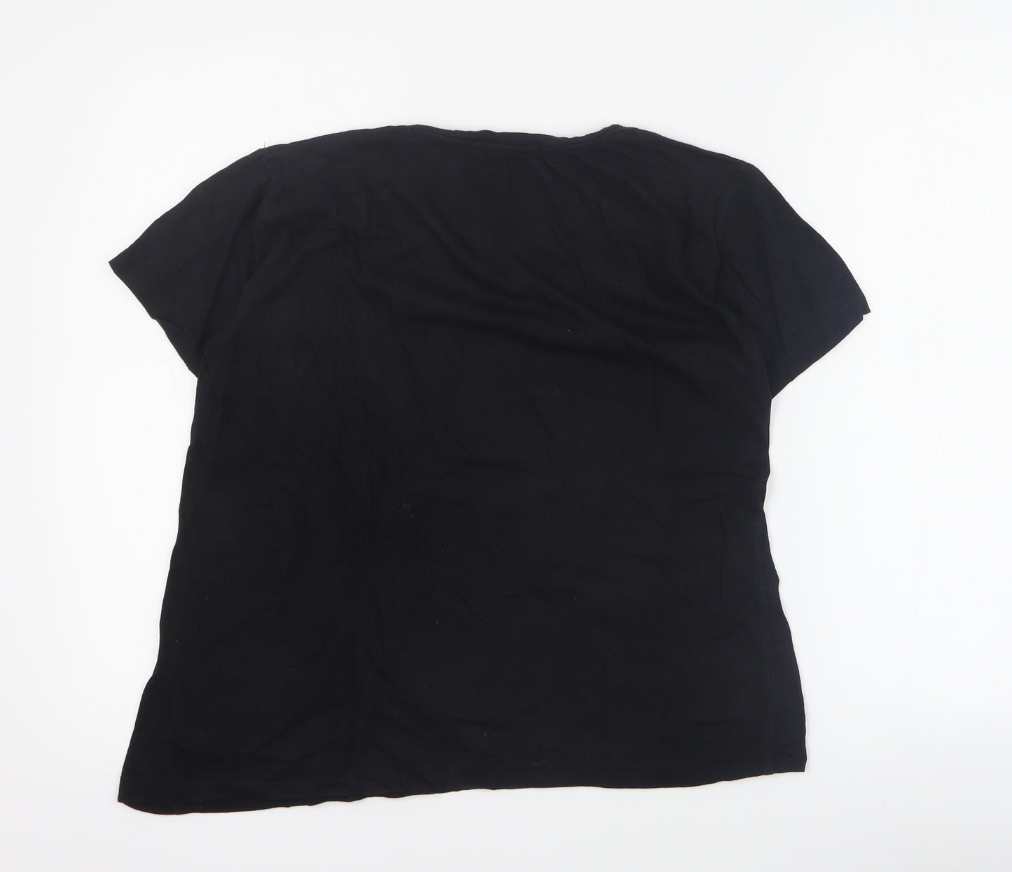 Stradivarius Womens Black  Cotton Basic T-Shirt Size S Crew Neck
