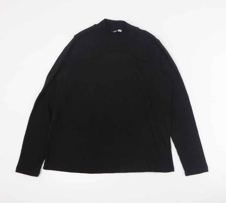 Pep & Co Womens Black Mock Neck Polyester Pullover Jumper Size 8