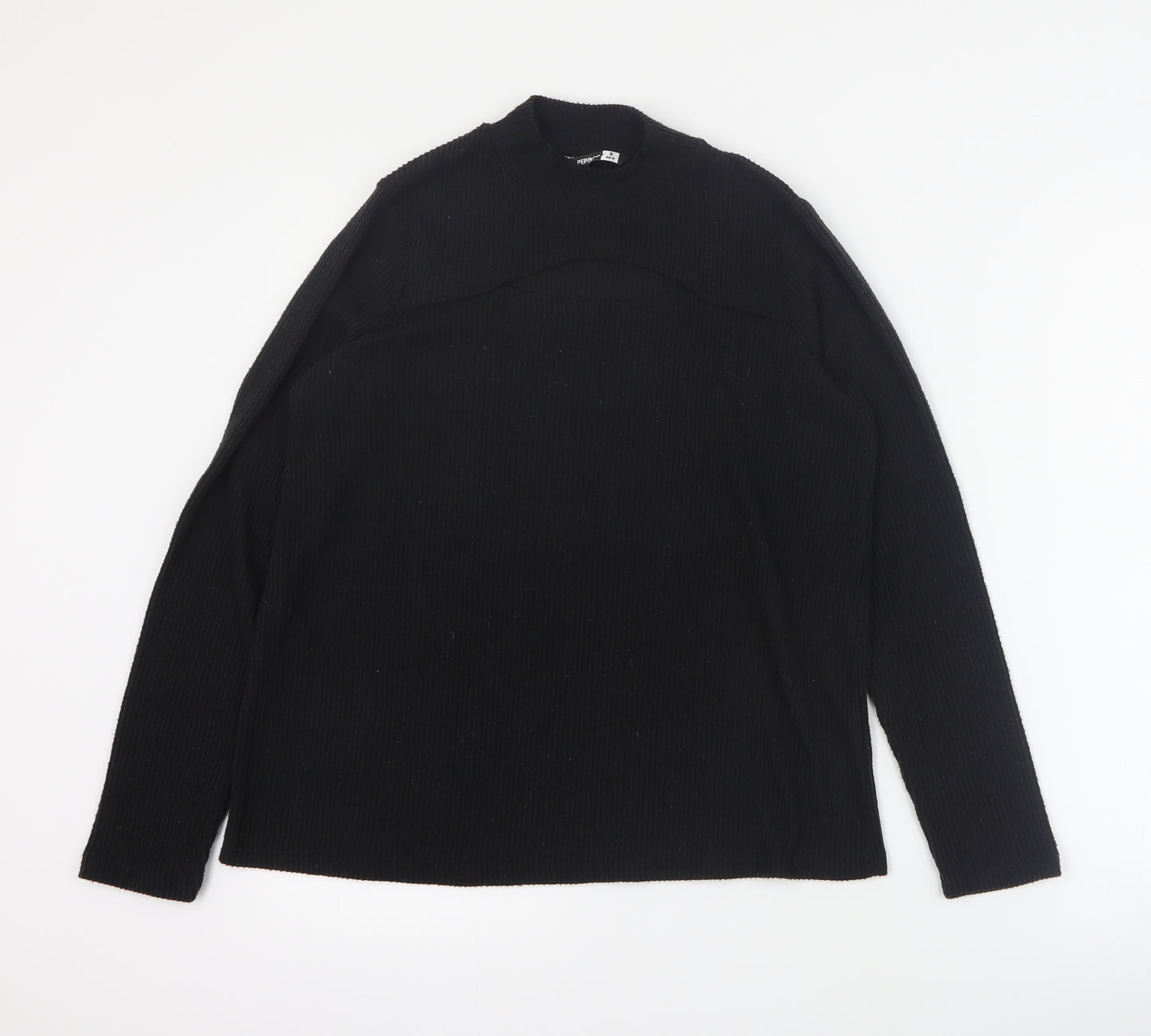 Pep & Co Womens Black Mock Neck  Polyester Pullover Jumper Size 8