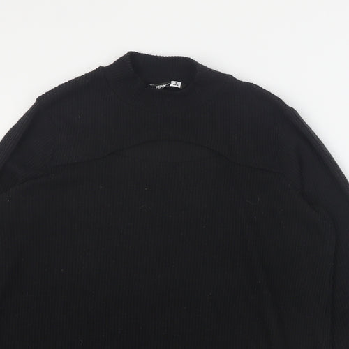 Pep & Co Womens Black Mock Neck  Polyester Pullover Jumper Size 8